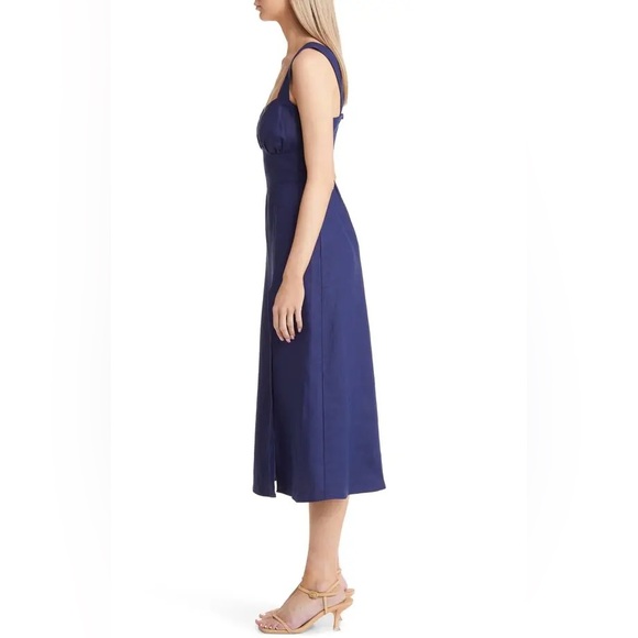 Reformation Seaside Linen In Danube Navy Dress Size 2 - Picture 11 of 15